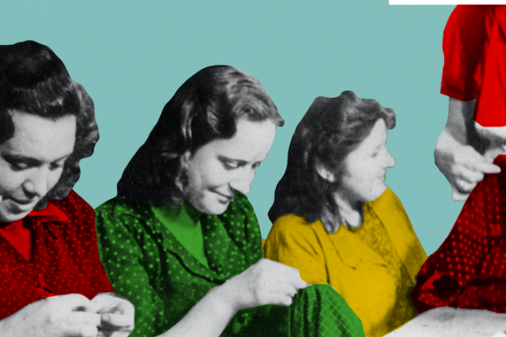 Empowermentsharepic nähende Frauen in bunten Farben
