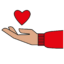 Icon einer Hand, die ein Herz hält
