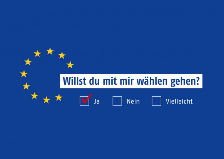 Kampagnen-Postkarte "Willst Du mit mir wählen gehen?"
