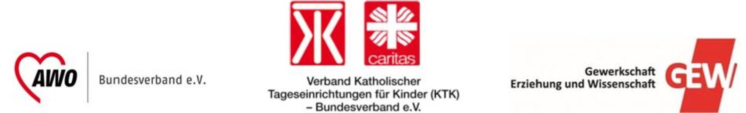 Logos: AWO, Verband Katholischer Tageseinrichtungen für Kinder (KTK) und GEW