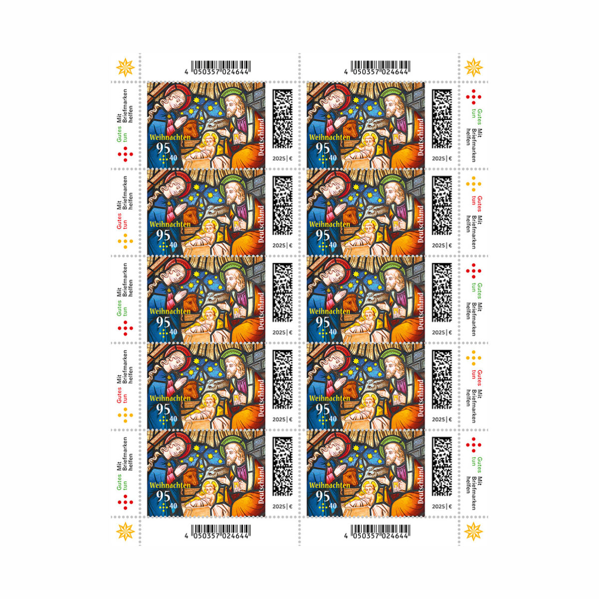 Wohlfahrts-Weihnachtsmarken 2025 (10 x 95 Cent + 40 Cent)