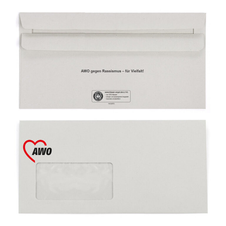 Briefumschlag DIN-Lang mit Fenster mit AWO-Logo