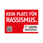 Aufkleber "Kein Platz für Rassismus" mit AWO-Logo