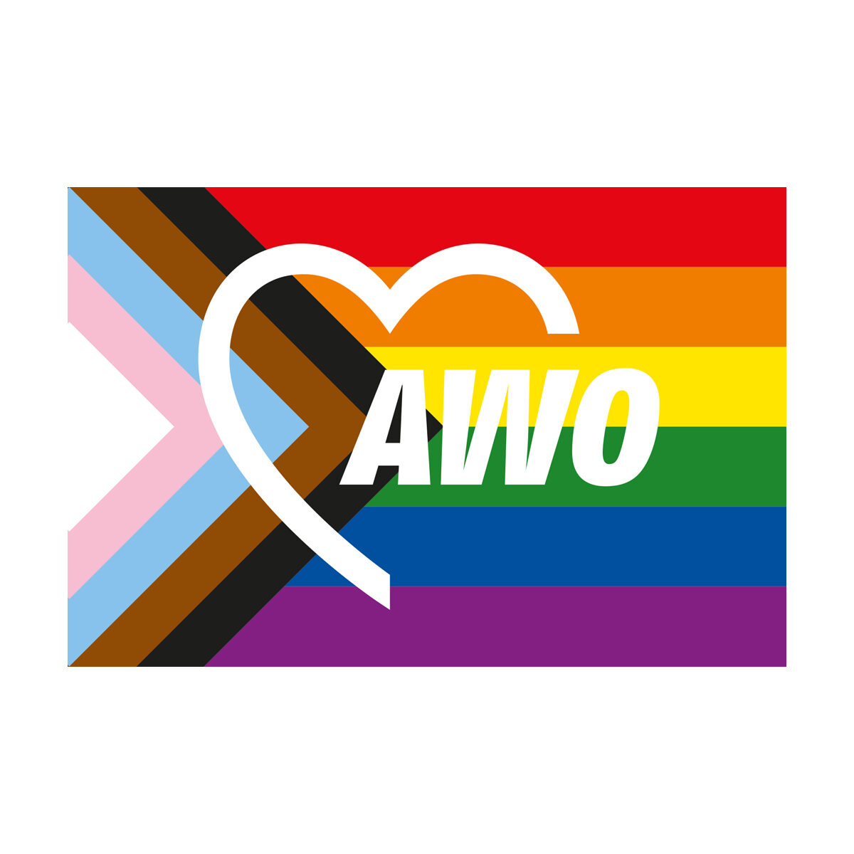 Progress Pride Flagge mit AWO-Logo