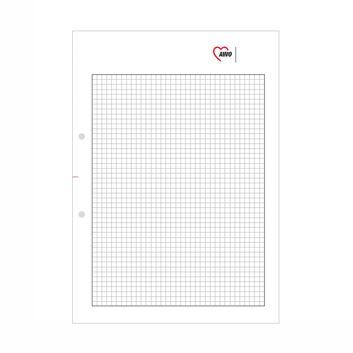 karierter Schreibblock DIN A4 mit AWO-Logo