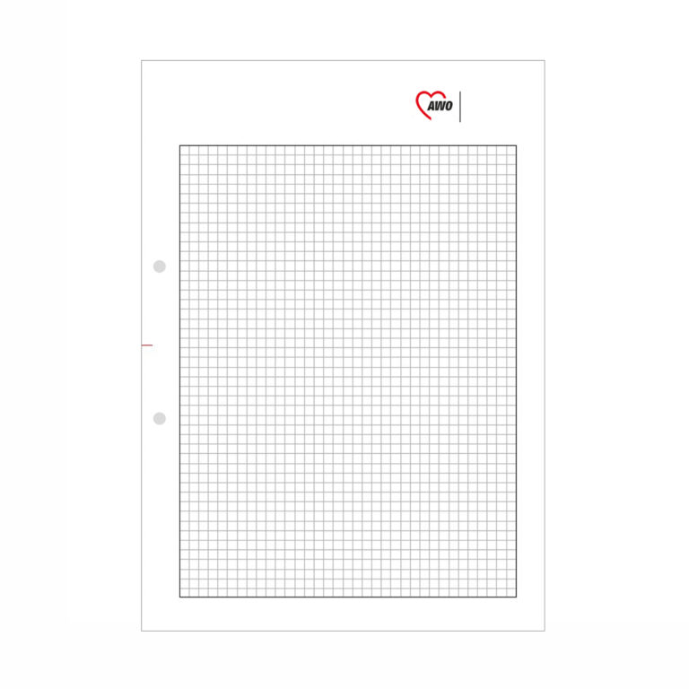karierter Schreibblock DIN A4 mit AWO-Logo