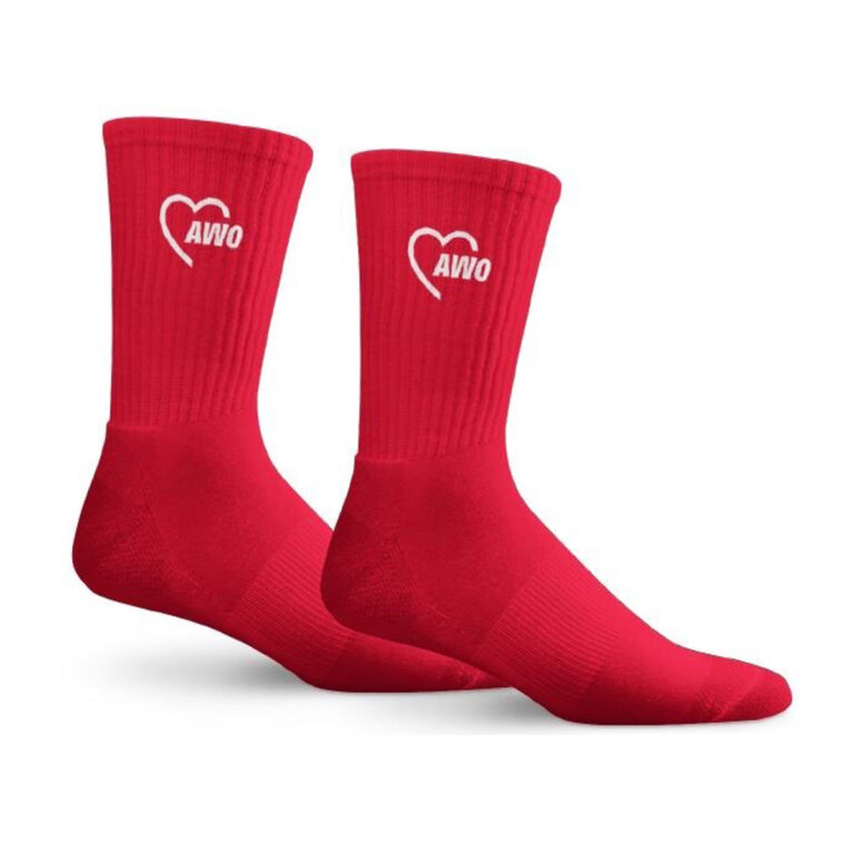 rote Socken mit AWO-Logo